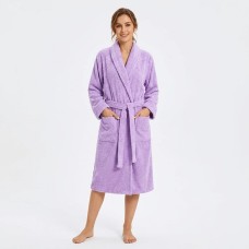 Bathrobe in 100% Cotton Soft Lilac